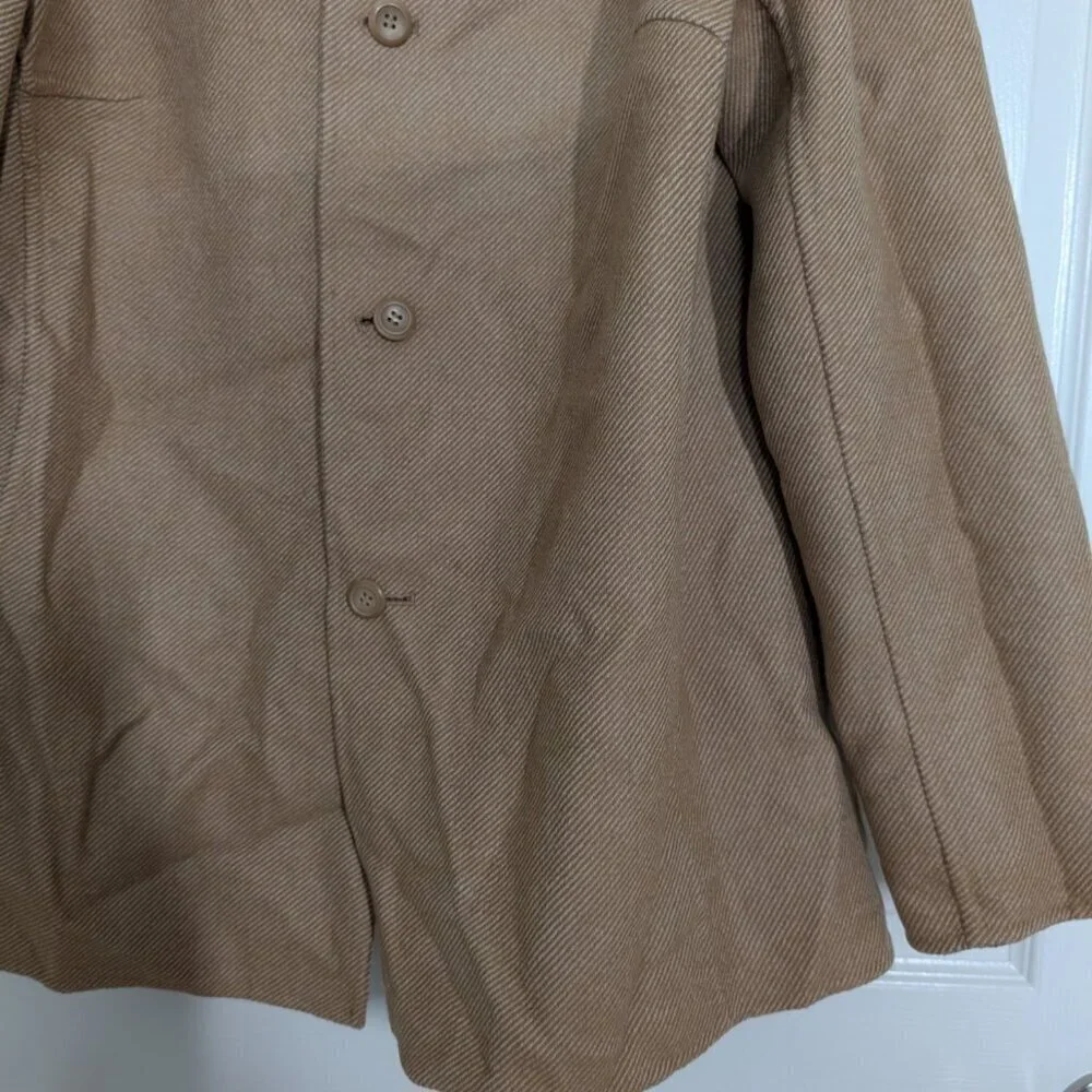 Pendleton Check Reversible Jacket Womens Size Large Beige Wool Blend Windowpane